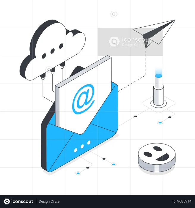 Envoi de courrier cloud  Illustration