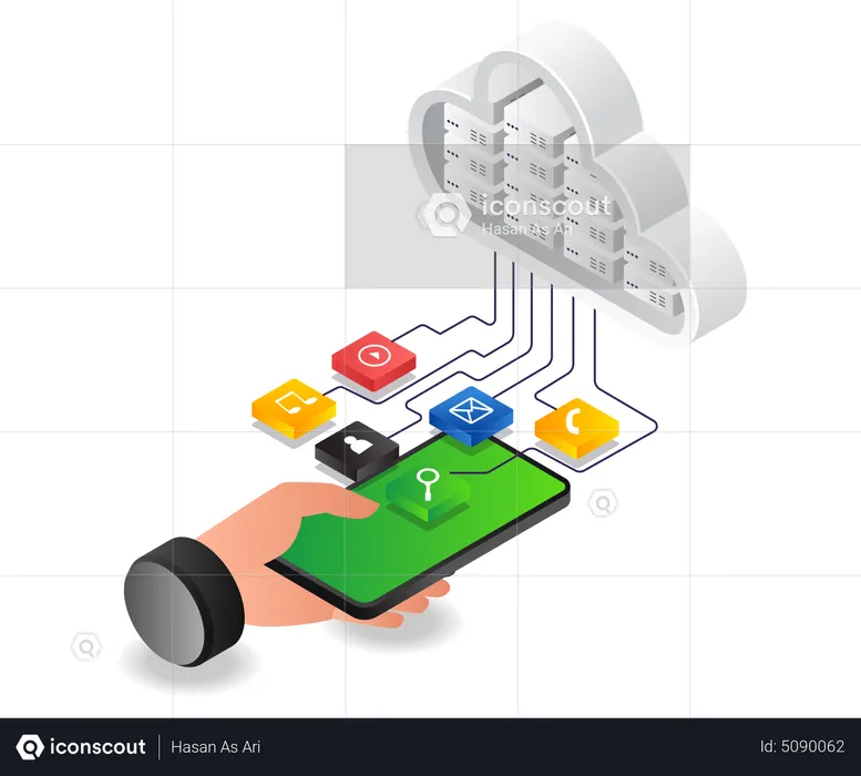 Envoyer les données de l'application smartphone au serveur cloud  Illustration