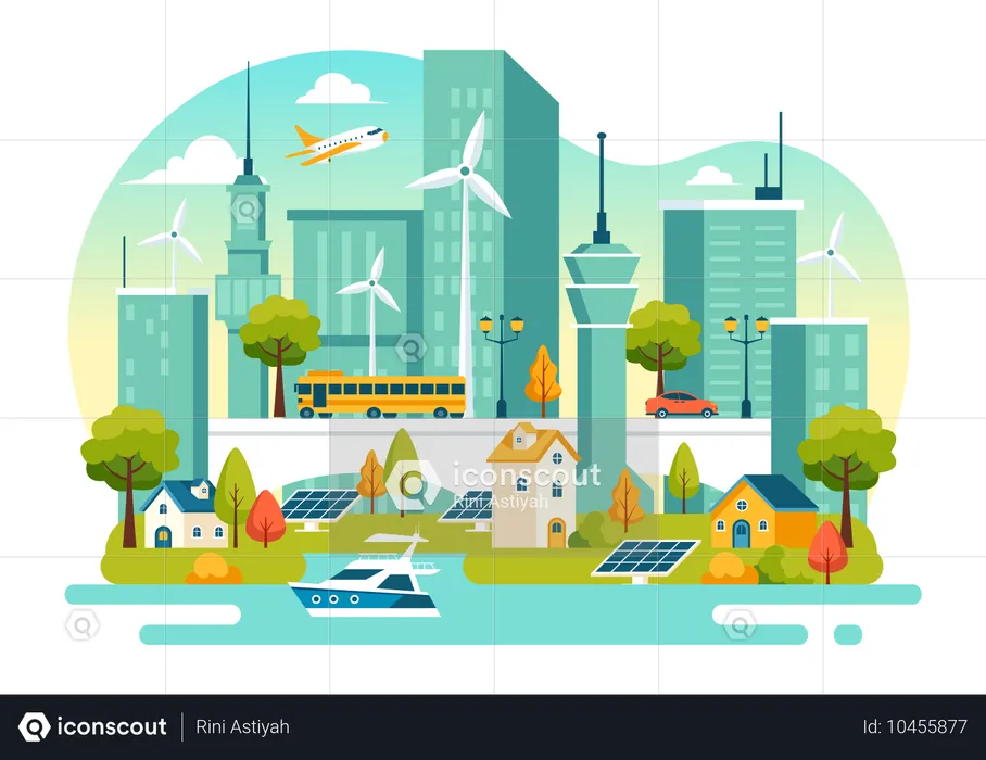 Des éoliennes installées dans les villes  Illustration