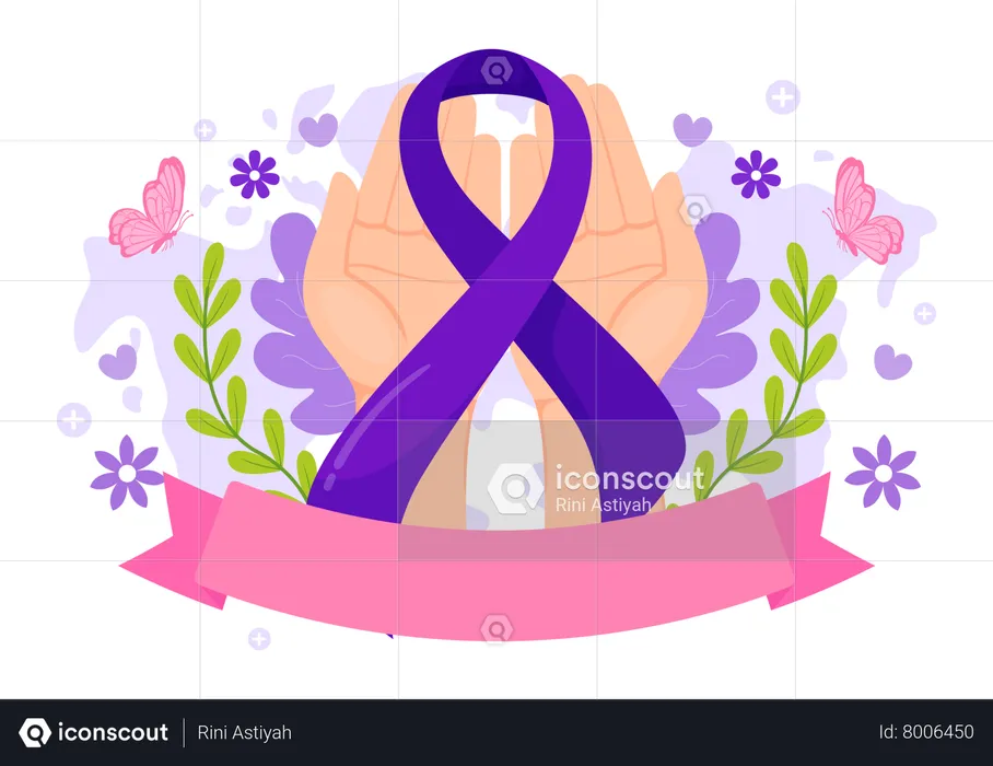 Lavender ribbon awareness general cancer Vector Image