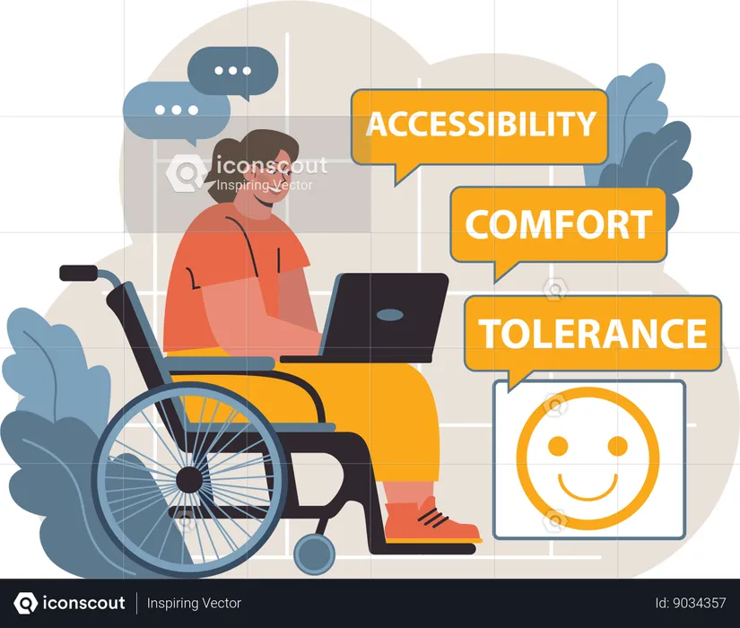 Equality given to disabled woman at workplace  Illustration