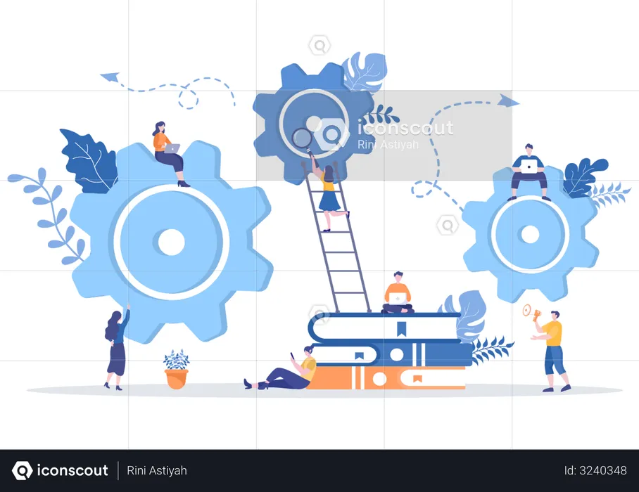 Équipe commerciale travaillant sur la gestion  Illustration