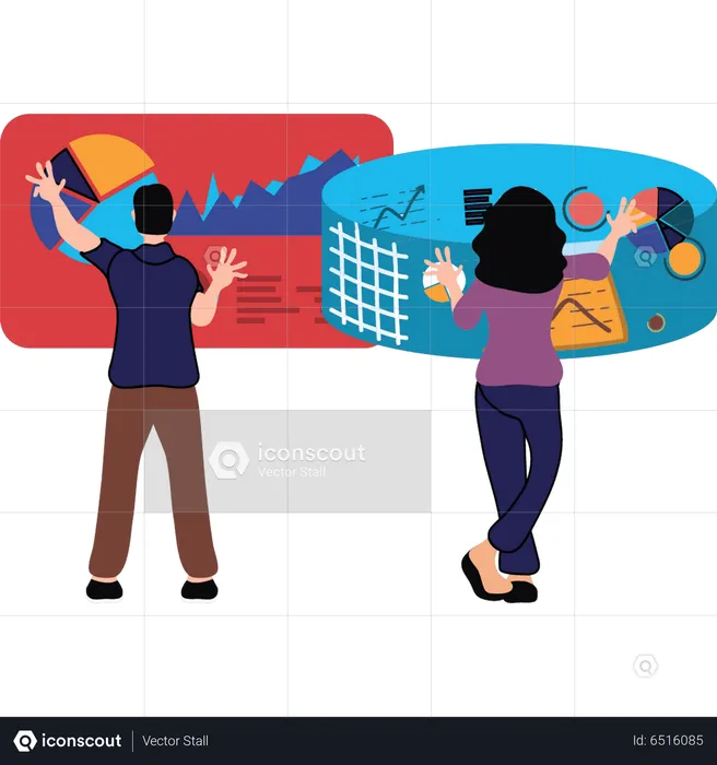 Équipe commerciale travaillant sur un graphique d'analyse  Illustration