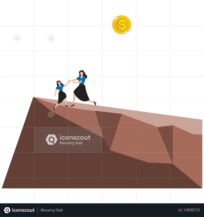 L'équipe commerciale coopère pour atteindre l'objectif  Illustration