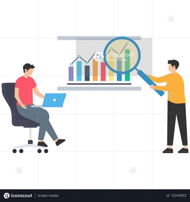 Équipe commerciale effectuant une analyse économique  Illustration