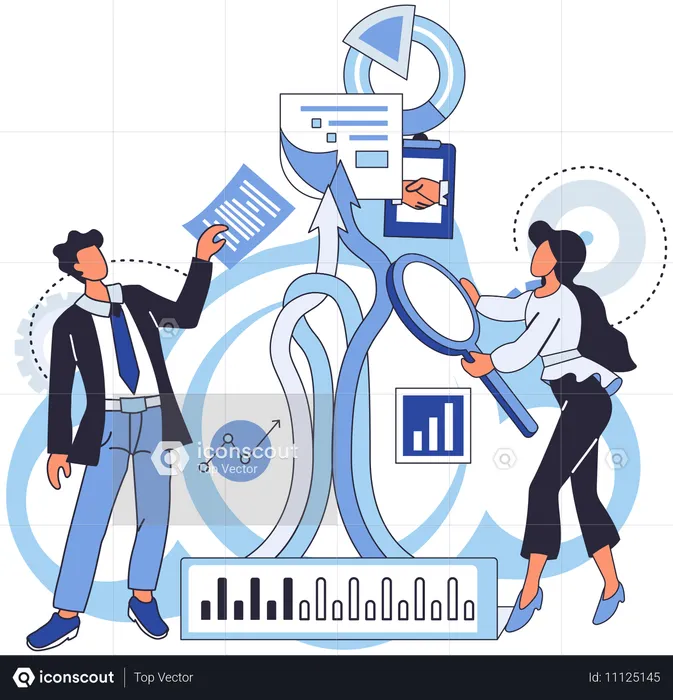 Une équipe commerciale résout un problème complexe  Illustration