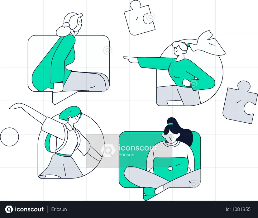 Équipe commerciale faisant une réunion en ligne  Illustration