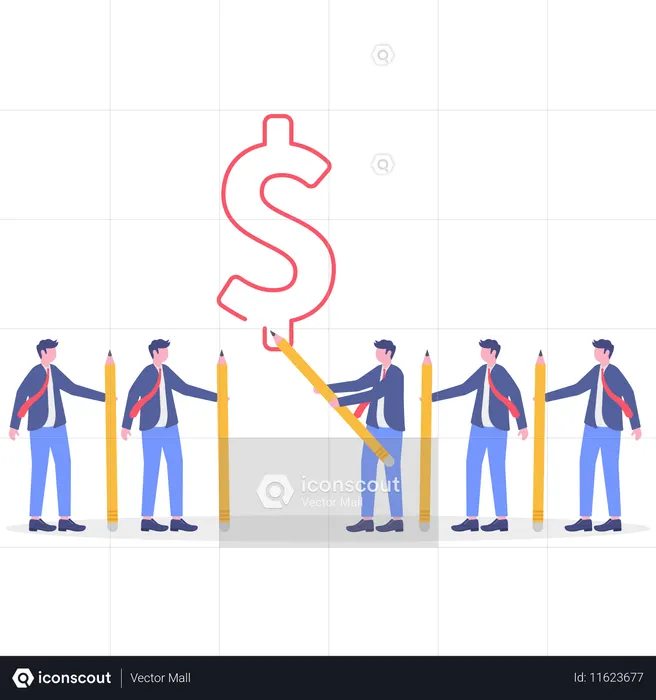Une équipe commerciale gagne de l'argent  Illustration