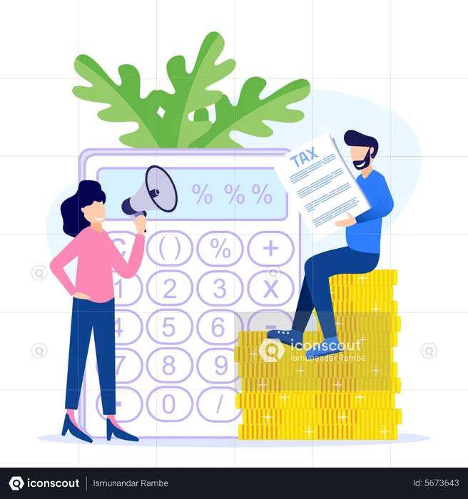 Équipe commerciale travaillant sur la comptabilité fiscale  Illustration