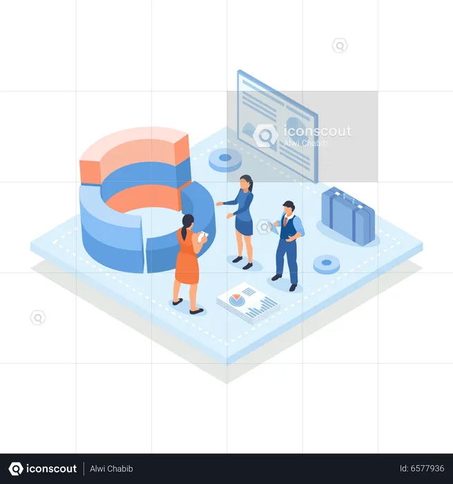 Équipe d'analystes travaillant sur un projet d'analyse de données  Illustration