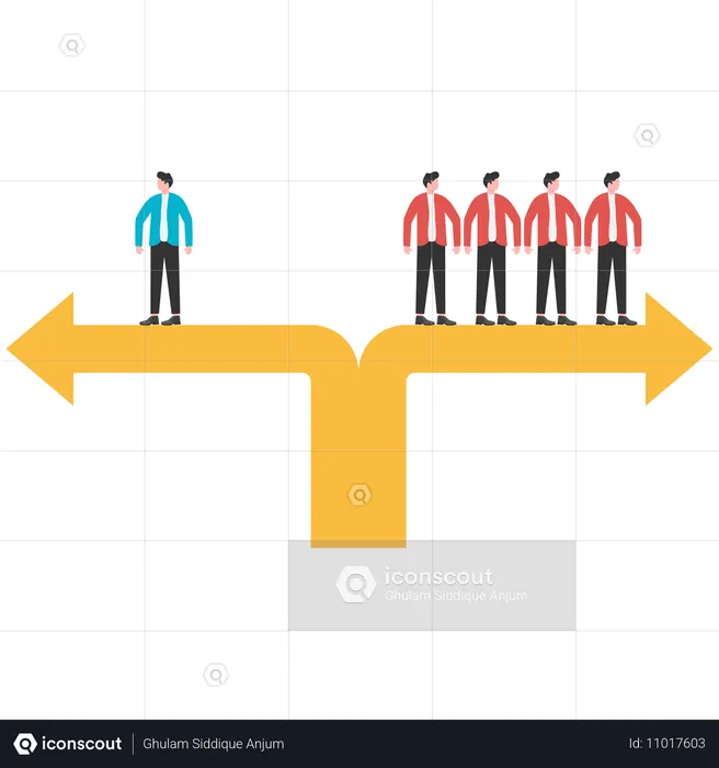 Une équipe commerciale travaillant dans des directions différentes  Illustration