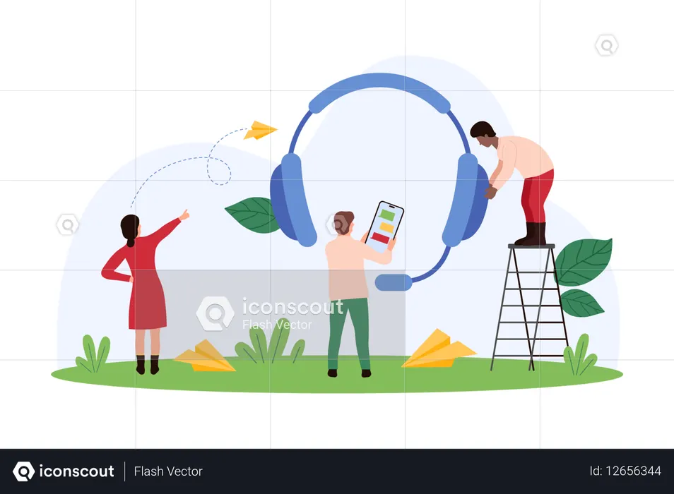 Equipe de Gerenciamento de Suporte ao Cliente  Ilustração