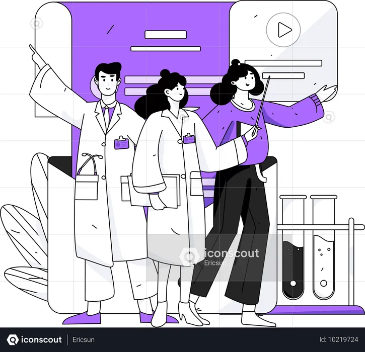 Une équipe de médecins en collaboration médicale  Illustration