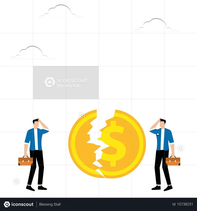 Equipe de negócios enfrentando crise de mercado  Ilustração