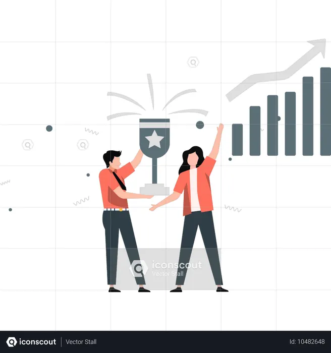 A equipe de negócios está feliz com o trabalho em equipe bem-sucedido  Ilustração
