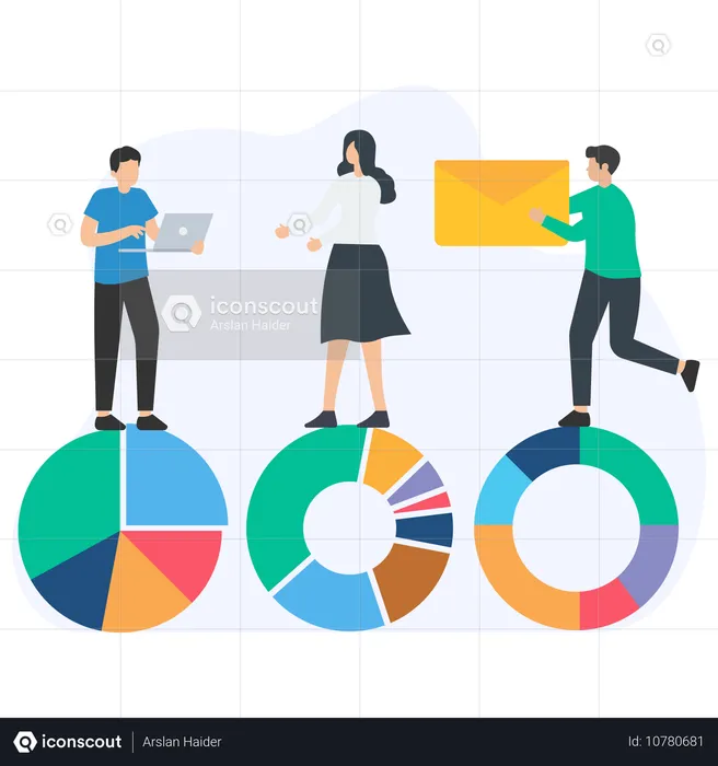 Equipe de negócios fazendo análise de dados  Ilustração