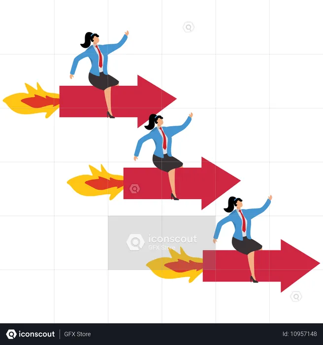 Equipe de negócios melhora a eficiência para atingir metas  Ilustração