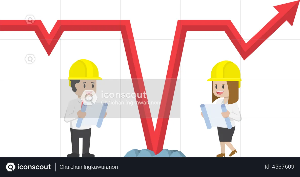 Equipe de negócios observando o risco de investimento  Ilustração