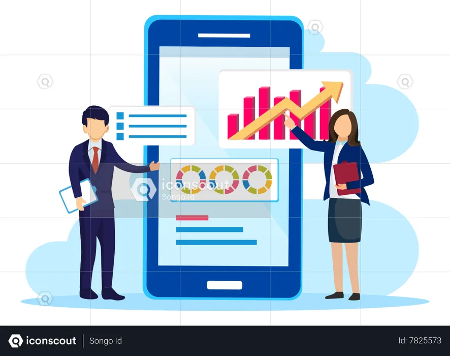 Equipe de negócios trabalhando em análise de negócios  Ilustração