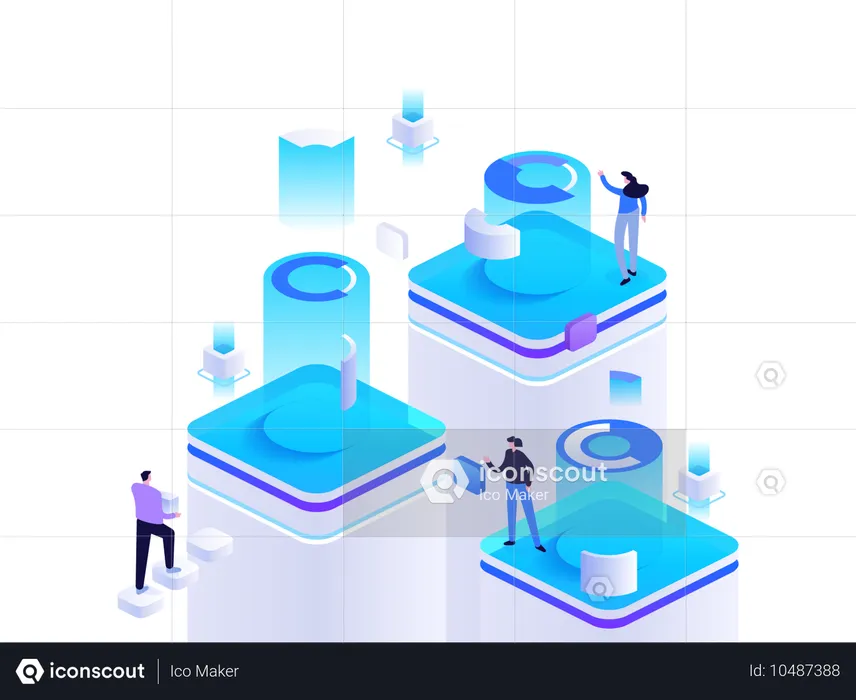 Equipe de negócios trabalhando no desenvolvimento de software  Ilustração