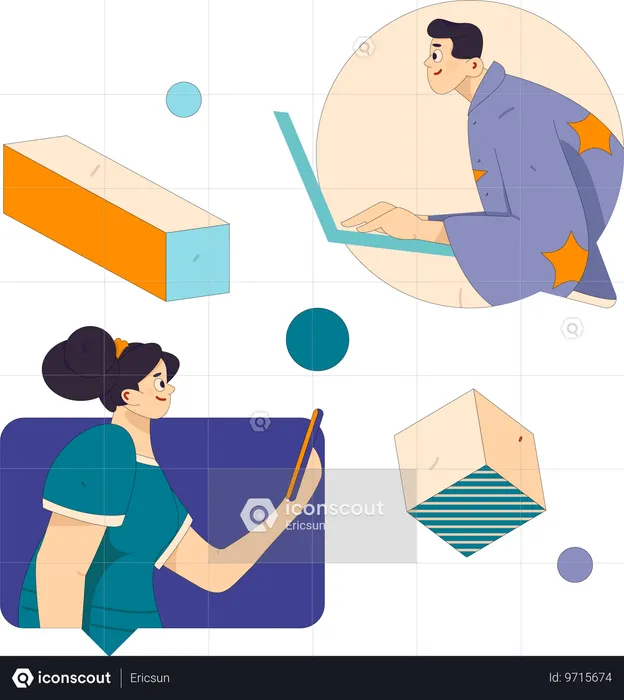 Equipe de negócios trabalhando on-line  Ilustração