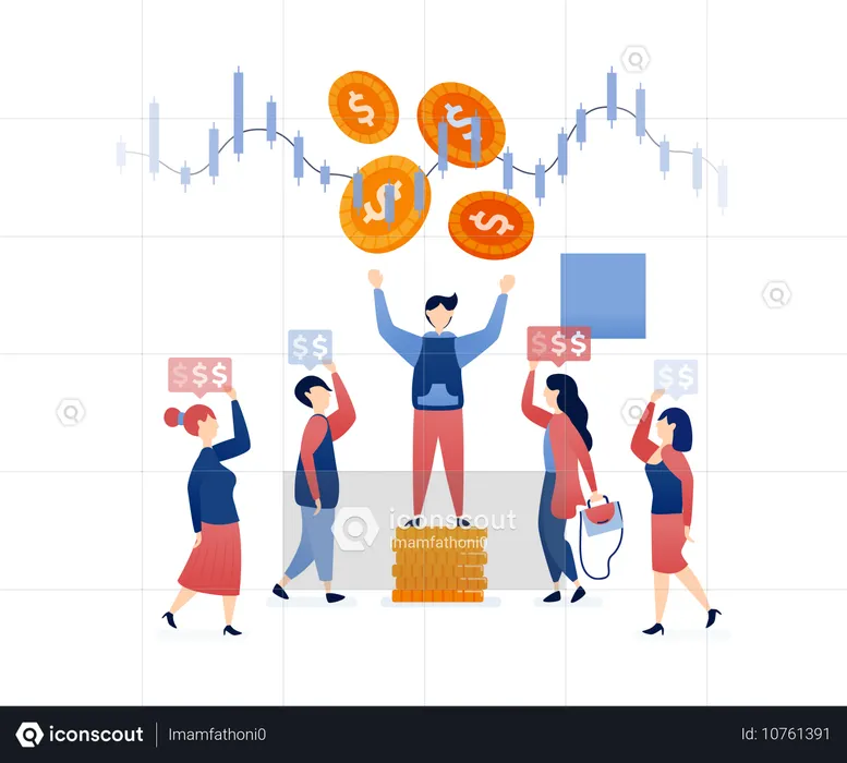 Équipe d'employés travaillant sur l'analyse financière  Illustration