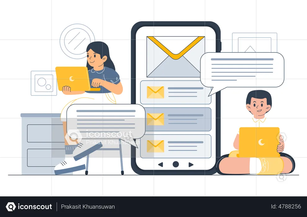 L'équipe envoie un e-mail  Illustration