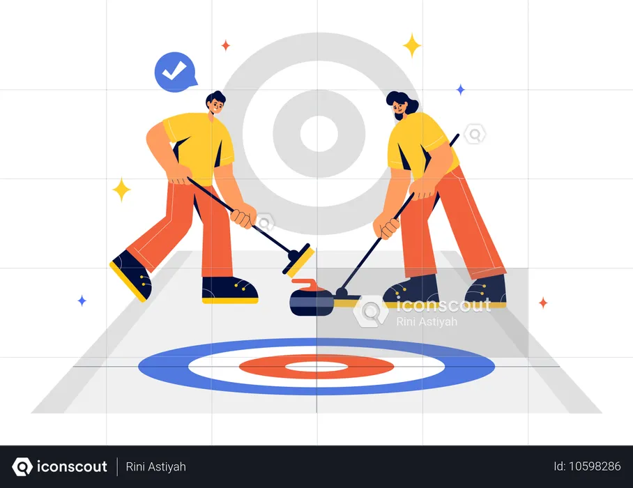 Équipe jouant au curling  Illustration