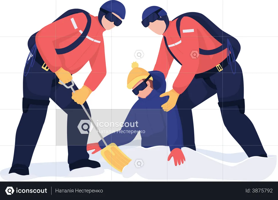 Equipes de resgate procuram vítima soterrada  Ilustração