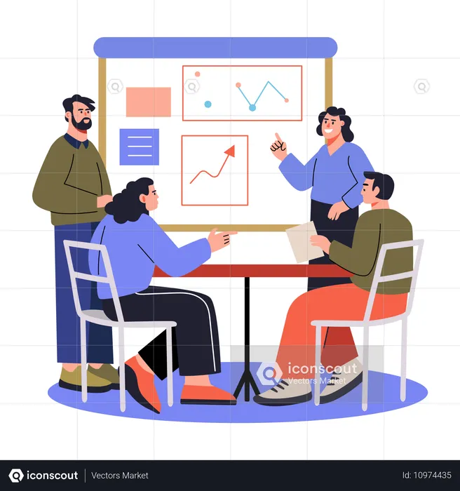 Equipo de negocios asistiendo a una reunión de negocios  Ilustración