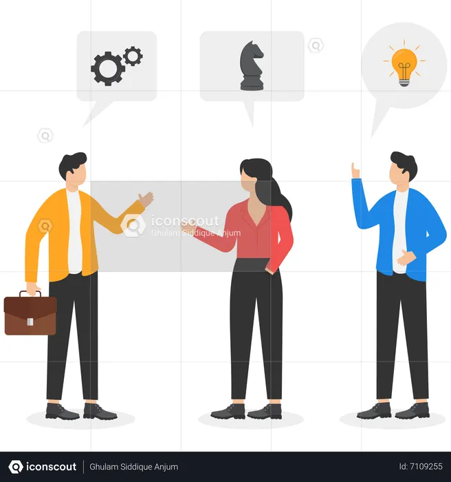 Equipo empresarial discutiendo estrategia empresarial  Ilustración