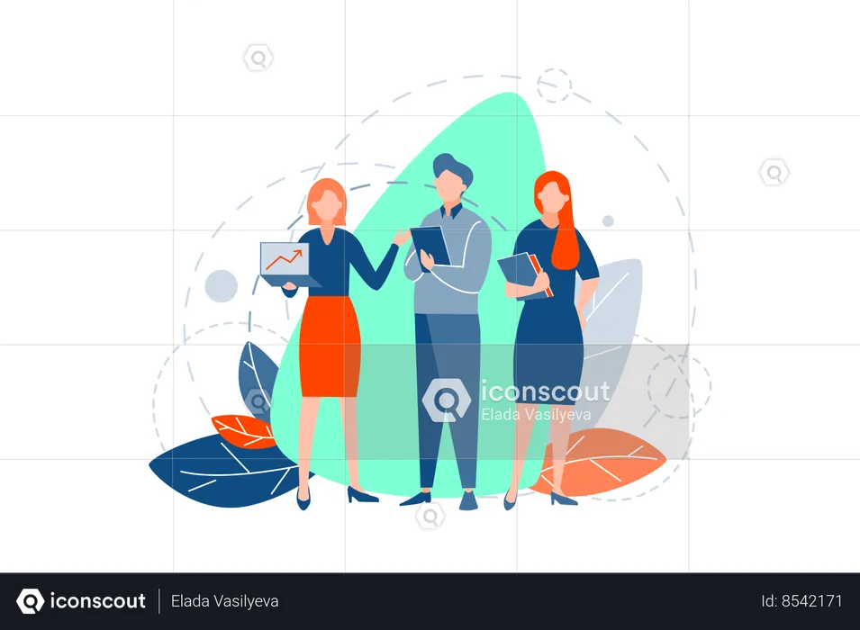 Equipo de negocios haciendo análisis de negocios  Ilustración