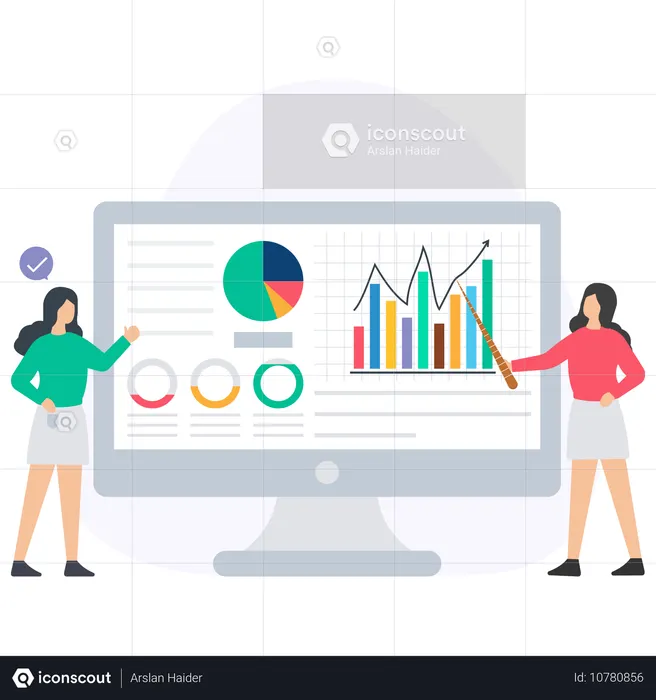 Equipo empresarial realizando análisis de sitio web  Ilustración