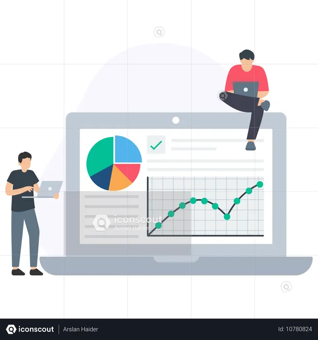 Equipo de negocios haciendo análisis de gráficos de negocios  Ilustración