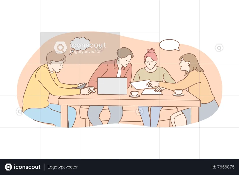 Equipo de negocios haciendo reunión  Ilustración