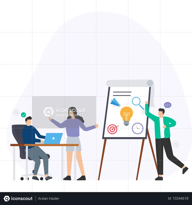 Equipo de negocios haciendo discusión  Ilustración