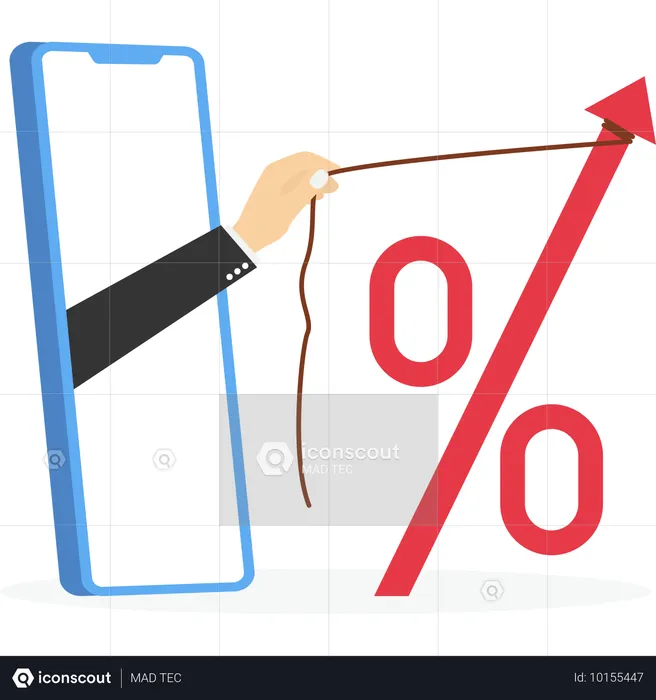 El equipo empresarial aumenta el porcentaje  Ilustración