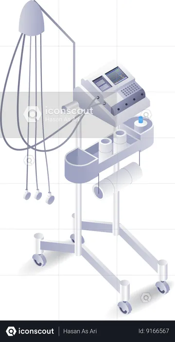 Equipo médico ventilador paciente icu  Ilustración