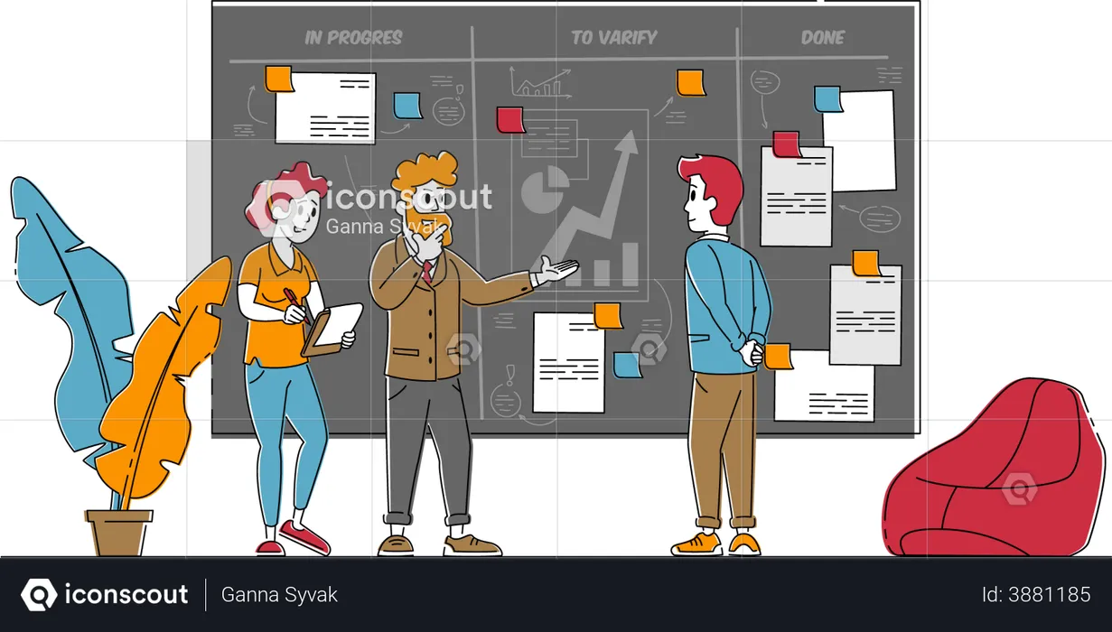 Equipo que utiliza tecnología de desarrollo ágil en el proyecto  Ilustración