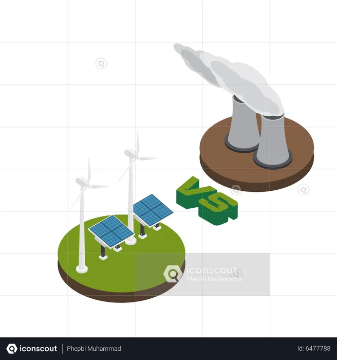 Erneuerbare Energien vs. nicht erneuerbare Energiequellen  Illustration