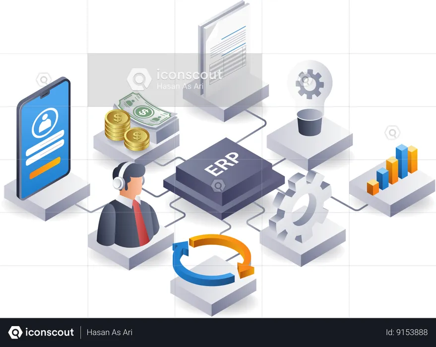 ERP business company management  Illustration