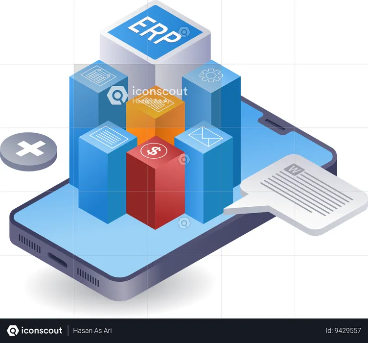 ERP business smartphone application  Illustration