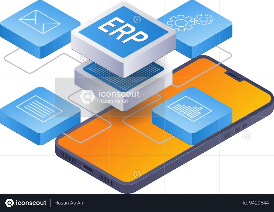 ERP management smartphone control  Illustration