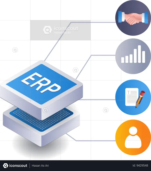 ERP network business management  Illustration