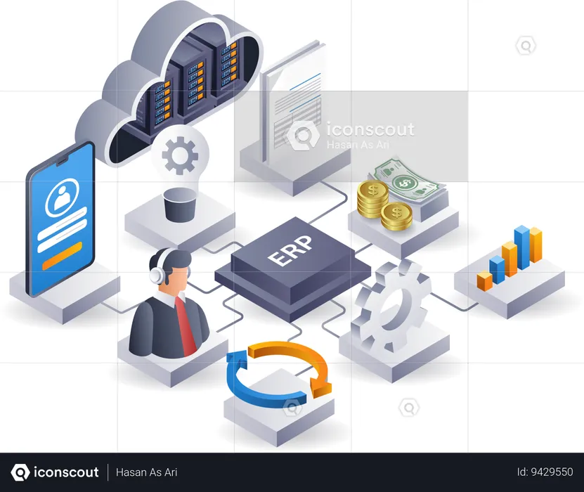 ERP network business technology system  Illustration