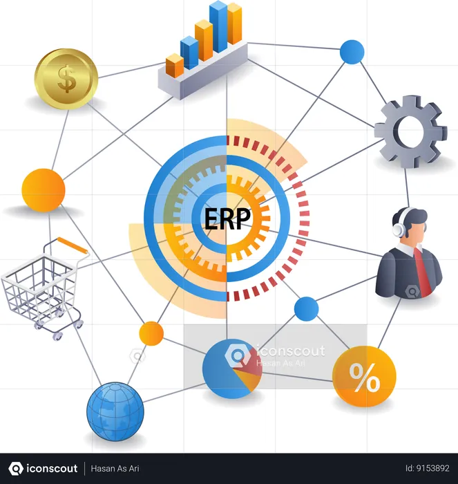 ERP network management business company  Illustration