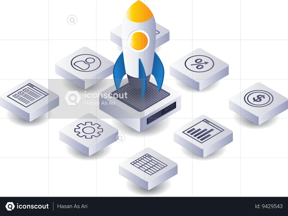 ERP startup business network technology  Illustration