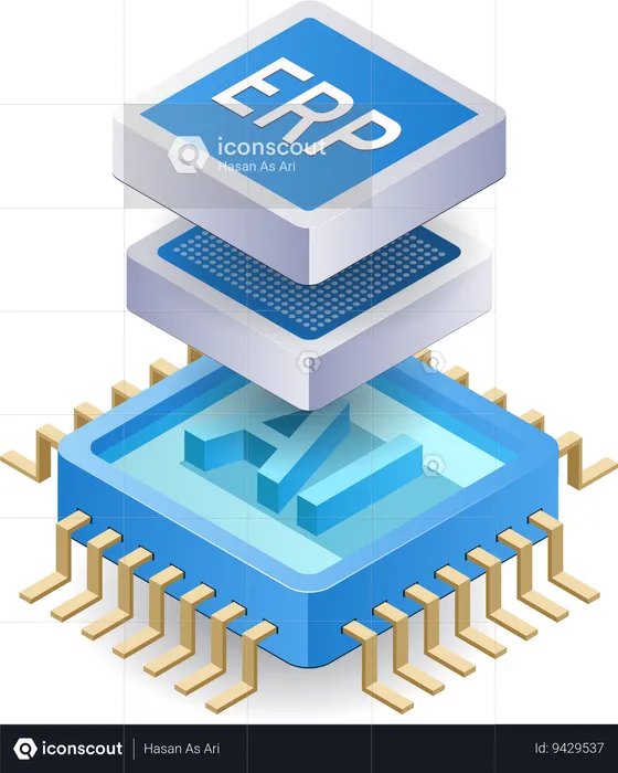 ERP with artificial intelligence technology  Illustration