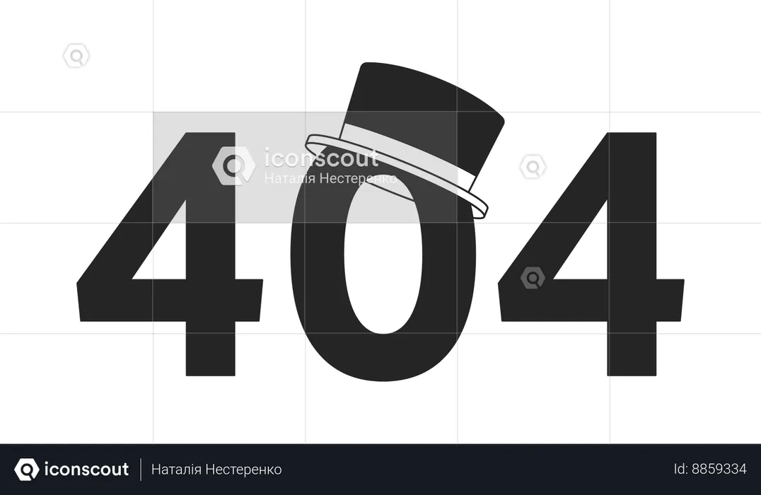 Message flash d'erreur 404 sur le chapeau haut de forme  Illustration