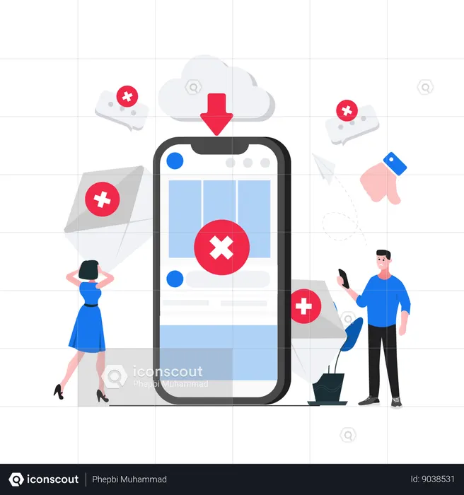 Erro de download na nuvem  Ilustração